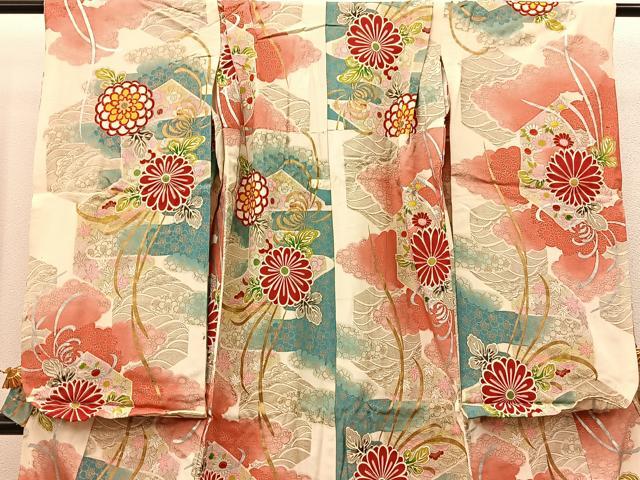 平和屋着物∵女の子　十三参り　子供　菊花文　金彩　逸品　BAAT7261mz