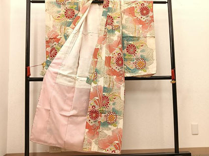 平和屋着物∵女の子　十三参り　子供　菊花文　金彩　逸品　BAAT7261mz
