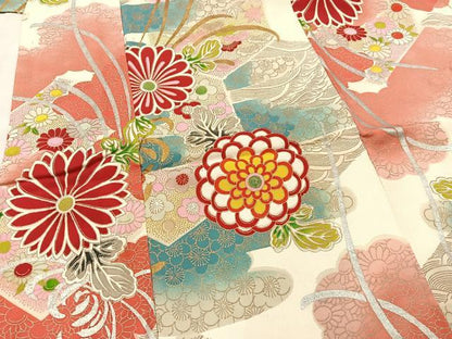 平和屋着物∵女の子　十三参り　子供　菊花文　金彩　逸品　BAAT7261mz