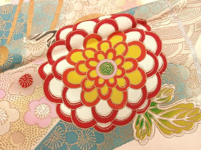 平和屋着物∵女の子　十三参り　子供　菊花文　金彩　逸品　BAAT7261mz
