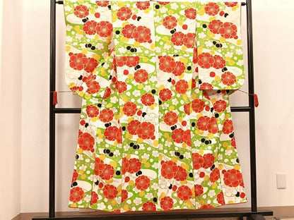 平和屋着物∵女の子　十三参り　子供　梅花文　金彩　逸品　BAAT7287mz