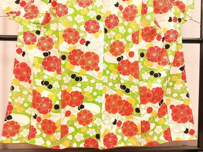 平和屋着物∵女の子　十三参り　子供　梅花文　金彩　逸品　BAAT7287mz