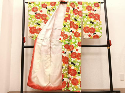 平和屋着物∵女の子　十三参り　子供　梅花文　金彩　逸品　BAAT7287mz