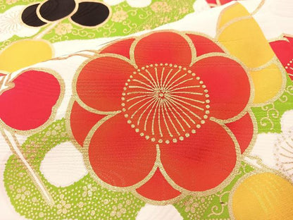 平和屋着物∵女の子　十三参り　子供　梅花文　金彩　逸品　BAAT7287mz