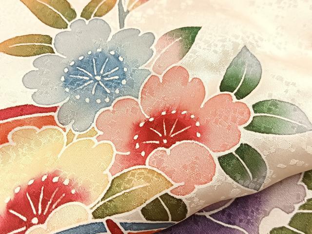 平和屋着物[]七五三　女の子　３歳　祝着　三つ身　長襦袢セット　鼓花文　逸品　BAAT7323mz
