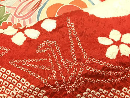 平和屋着物[]七五三　女の子　３歳　祝着　三つ身　長襦袢セット　鼓花文　逸品　BAAT7323mz