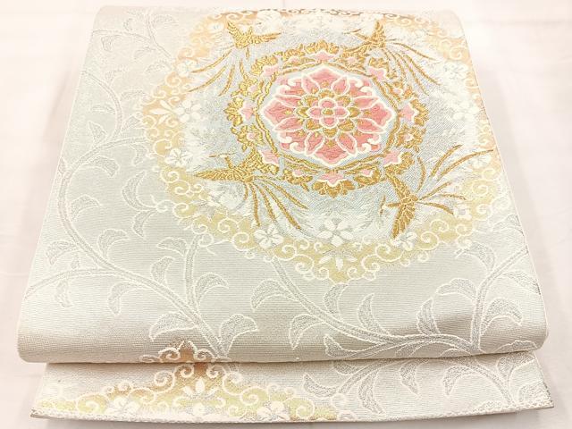 平和屋着物◎六通柄袋帯 唐織 花鳥文 金糸 正絹 逸品 BAAT7353mz