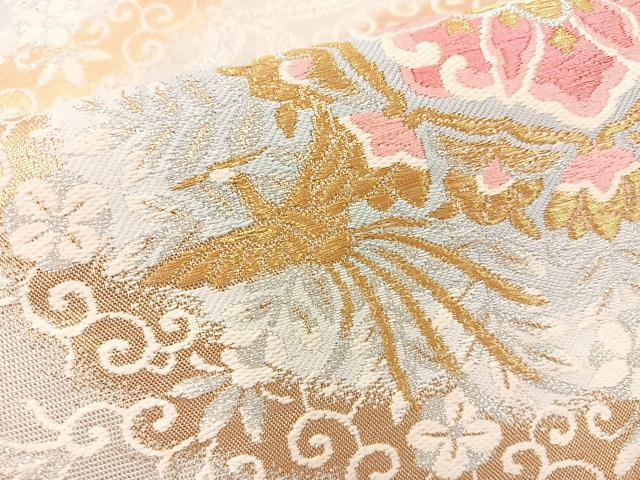 平和屋着物◎六通柄袋帯 唐織 花鳥文 金糸 正絹 逸品 BAAT7353mz