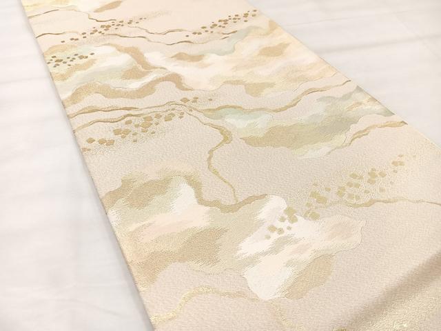 平和屋着物◎六通柄袋帯 流水文 金糸 正絹 逸品 BAAT7356mz