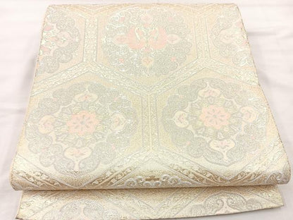 平和屋着物◎六通柄袋帯 亀甲花鳥文 金銀糸 正絹 逸品 BAAT7359mz