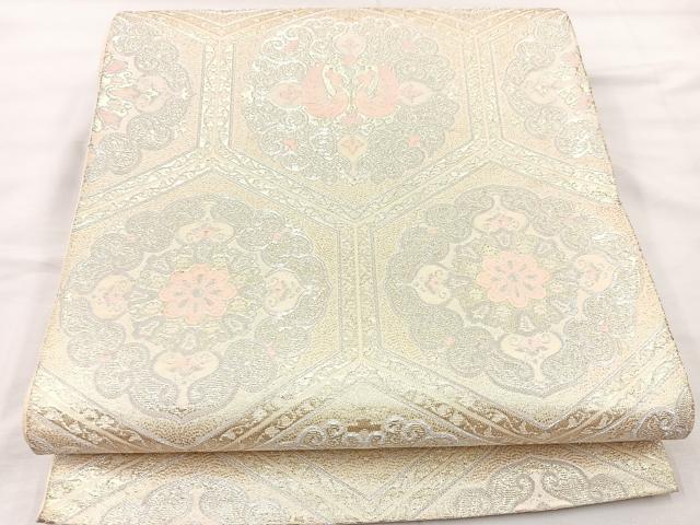 平和屋着物◎六通柄袋帯 亀甲花鳥文 金銀糸 正絹 逸品 BAAT7359mz