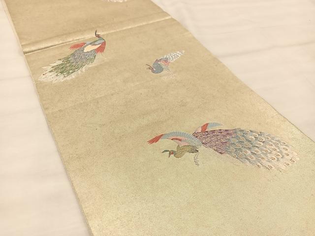 平和屋着物◎六通柄袋帯 唐織 飛翔 麗鳥文 引箔 正絹 逸品 BAAT7400mz