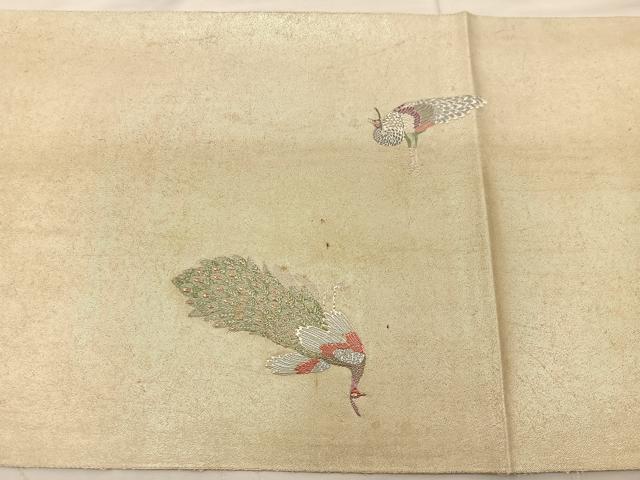 平和屋着物◎六通柄袋帯 唐織 飛翔 麗鳥文 引箔 正絹 逸品 BAAT7400mz