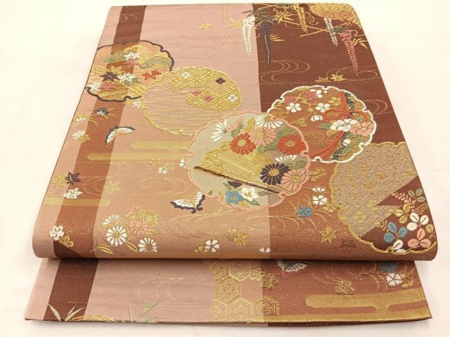平和屋着物◎六通柄袋帯 唐織 麗姫彩映文 藤花房 金糸 正絹 逸品 BAAT7602ow