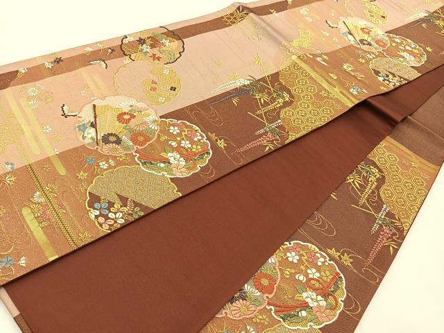 平和屋着物◎六通柄袋帯 唐織 麗姫彩映文 藤花房 金糸 正絹 逸品 BAAT7602ow