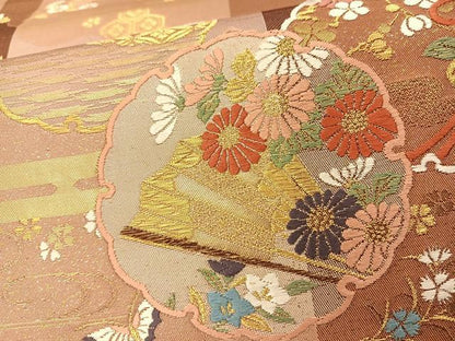 平和屋着物◎六通柄袋帯 唐織 麗姫彩映文 藤花房 金糸 正絹 逸品 BAAT7602ow