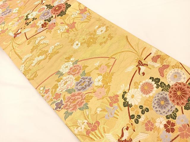 平和屋着物◎六通柄袋帯 唐織 地紙花鳥文 金糸 正絹 逸品 BAAT7605ow