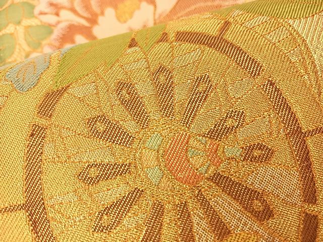 平和屋着物◎佐賀錦 六通柄袋帯 花車文 金糸 正絹 逸品 BAAT7607ow