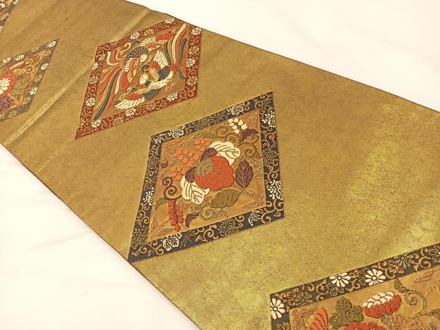 平和屋着物◎六通柄袋帯 唐織 舞楽菱文 本うるし箔 正絹 逸品 BAAT7611ow