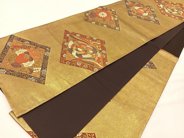 平和屋着物◎六通柄袋帯 唐織 舞楽菱文 本うるし箔 正絹 逸品 BAAT7611ow