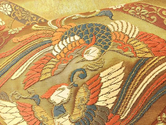 平和屋着物◎六通柄袋帯 唐織 舞楽菱文 本うるし箔 正絹 逸品 BAAT7611ow