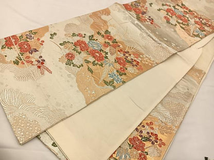 平和屋着物◎六通柄袋帯 唐織 花鳥文 金銀糸 正絹 逸品 BAAT7623ow