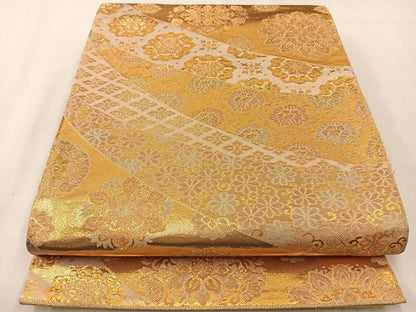 平和屋着物◎六通柄袋帯 花尽くし 金糸 正絹 逸品 BAAT7634ow