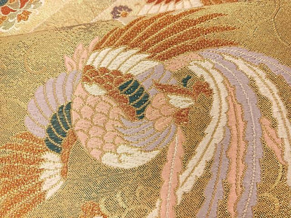 平和屋着物◎六通柄袋帯 唐織 鳳凰花文 金糸 正絹 逸品 BAAT7638ow
