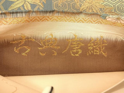 平和屋着物◎六通柄袋帯 古典唐織 籠目草花文 金糸 正絹 逸品 BAAT7640ow