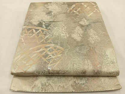 平和屋着物◎六通柄袋帯 京洛錦 二重引箔 風景文 正絹 逸品 BAAT7654ow