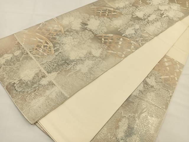平和屋着物◎六通柄袋帯 京洛錦 二重引箔 風景文 正絹 逸品 BAAT7654ow