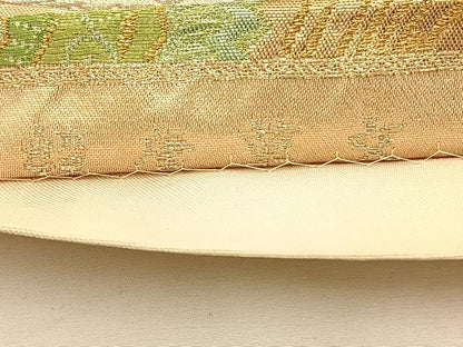 平和屋着物◎六通柄袋帯 横段更紗花文 金銀糸 正絹 逸品 BAAT7655ow