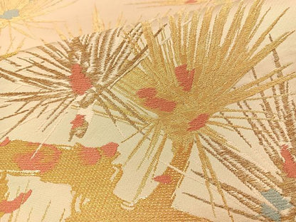 平和屋着物◎六通柄袋帯 唐織 枝松 金糸 正絹 逸品 BAAT7659ow