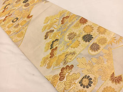 平和屋着物◎六通柄袋帯 絵霞松竹梅 金糸 正絹 逸品 BAAT7664ow