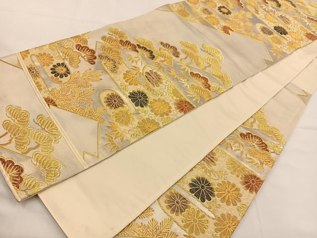 平和屋着物◎六通柄袋帯 絵霞松竹梅 金糸 正絹 逸品 BAAT7664ow