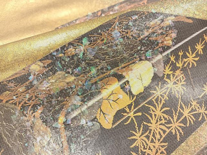平和屋着物◎太鼓柄袋帯 螺鈿箔 文箱 引箔 正絹 逸品 BAAT7667ow