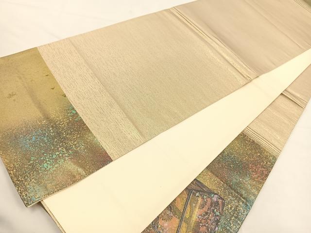 平和屋着物◎太鼓柄袋帯 螺鈿箔 文箱 引箔 正絹 逸品 BAAT7667ow