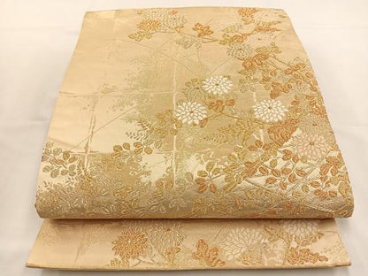 平和屋着物◎六通柄袋帯 唐織 草花文 金糸 正絹 逸品 BAAT7673ow