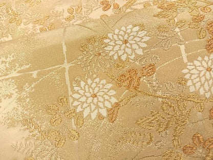 平和屋着物◎六通柄袋帯 唐織 草花文 金糸 正絹 逸品 BAAT7673ow