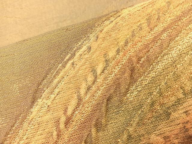 平和屋着物◎太鼓柄袋帯 作家物 ふくれ織 流水文 金糸 正絹 逸品 BAAT7683ow