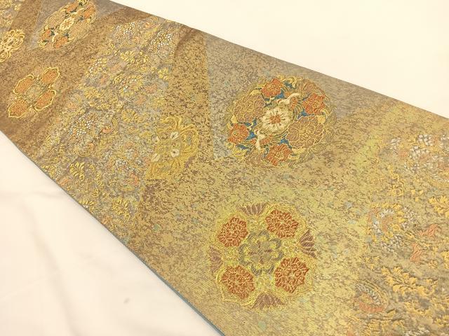 平和屋着物◎六通柄袋帯 切嵌花鳥文 金銀糸 引箔 正絹 逸品 BAAT7690ow