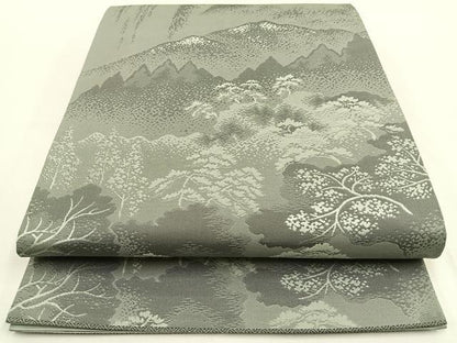 平和屋着物◎六通柄袋帯 遠山風景文 正絹 逸品 BAAT7702ow