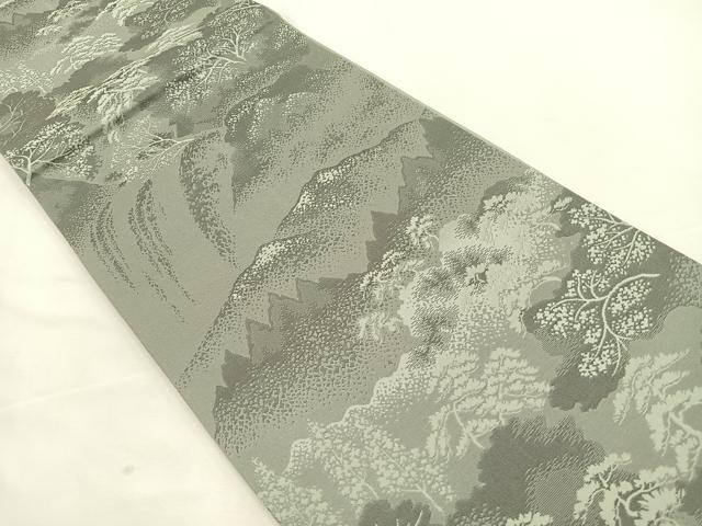平和屋着物◎六通柄袋帯 遠山風景文 正絹 逸品 BAAT7702ow