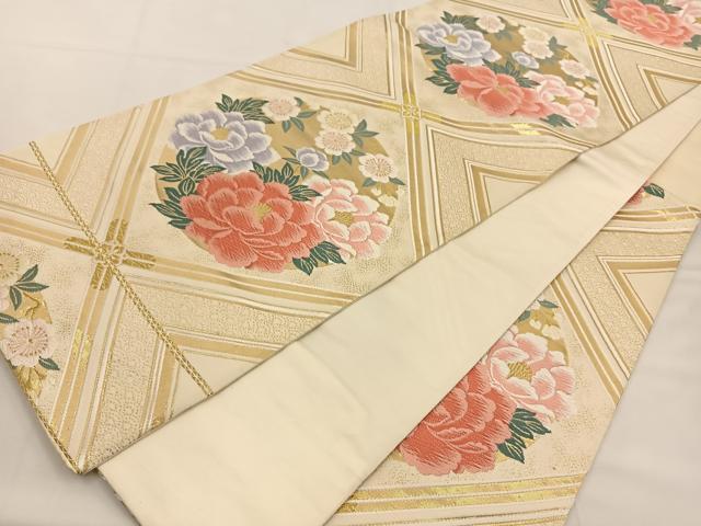 平和屋着物◎六通柄袋帯 唐織 花丸文 金糸 正絹 逸品 BAAT7710ow