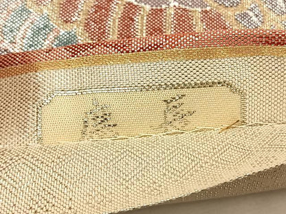 平和屋着物◎九百佐賀錦　慶長　飛鶴花文　金銀糸　袋帯　正絹　逸品　BAAT7724ow