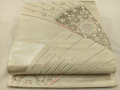 平和屋着物◎六通柄袋帯 九百錦珀彩 正倉院花文 プラチナ二重箔 正絹 逸品 BAAT7761ow