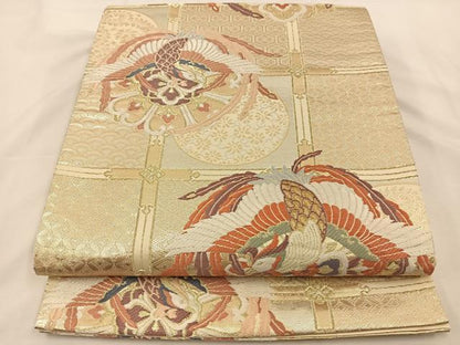 平和屋着物◎六通柄袋帯　唐織　蜀彩箔錦　鳳凰花丸文　正絹　逸品　BAAT7764ow