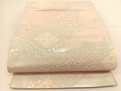 平和屋着物◎六通柄袋帯 道長更紗花文 銀糸 正絹 逸品 BAAT7940yc