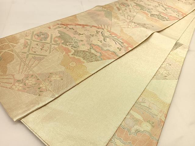 平和屋着物◎九百佐賀錦 六通柄袋帯 鳳凰檜扇花文 正絹 逸品 BAAT8018yc