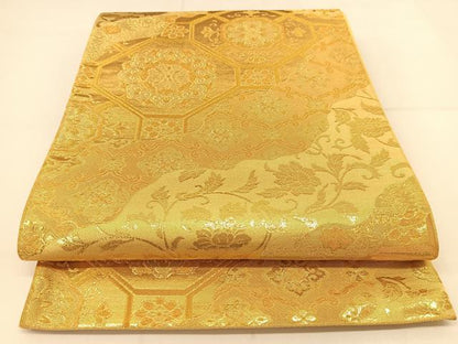 平和屋着物◎六通柄袋帯 蜀江花文 金糸 正絹 逸品 BAAT8026yc